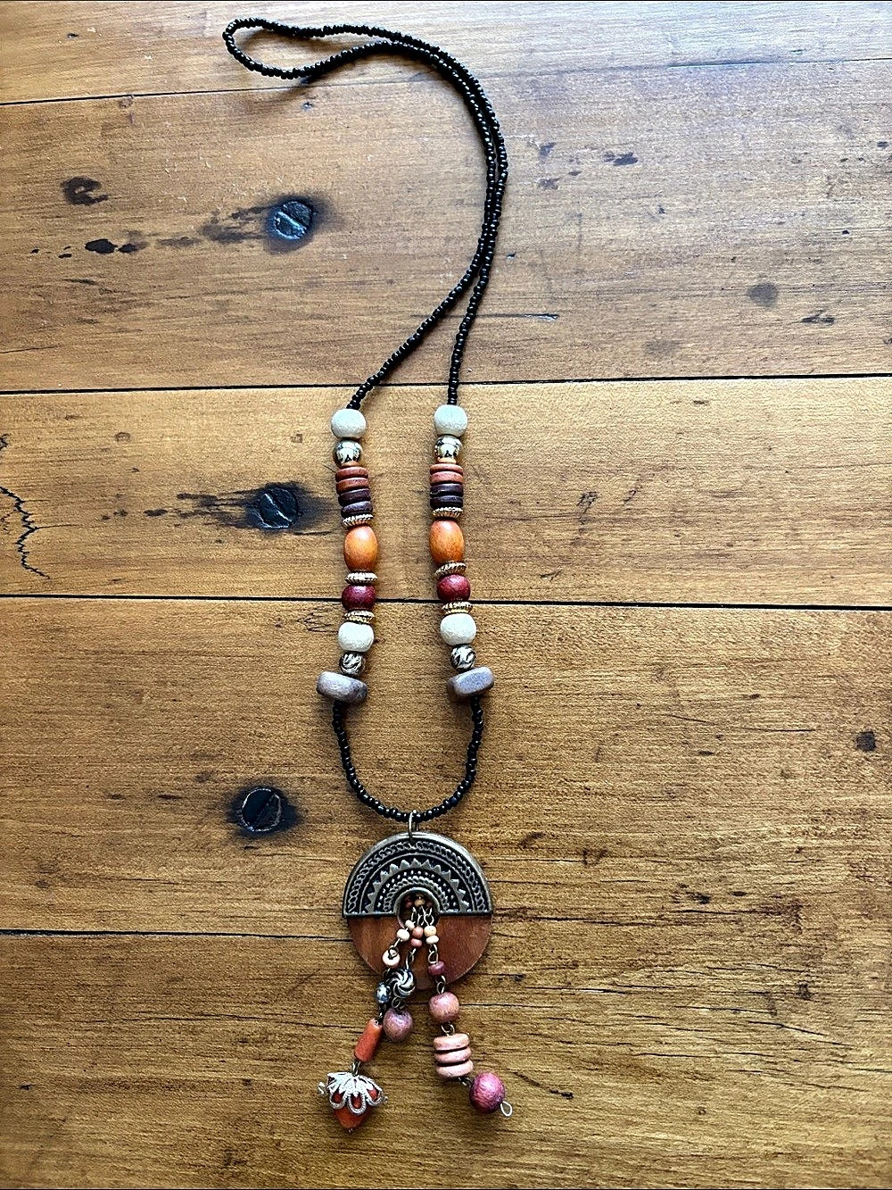 Boho Beaded Pendant Necklace
